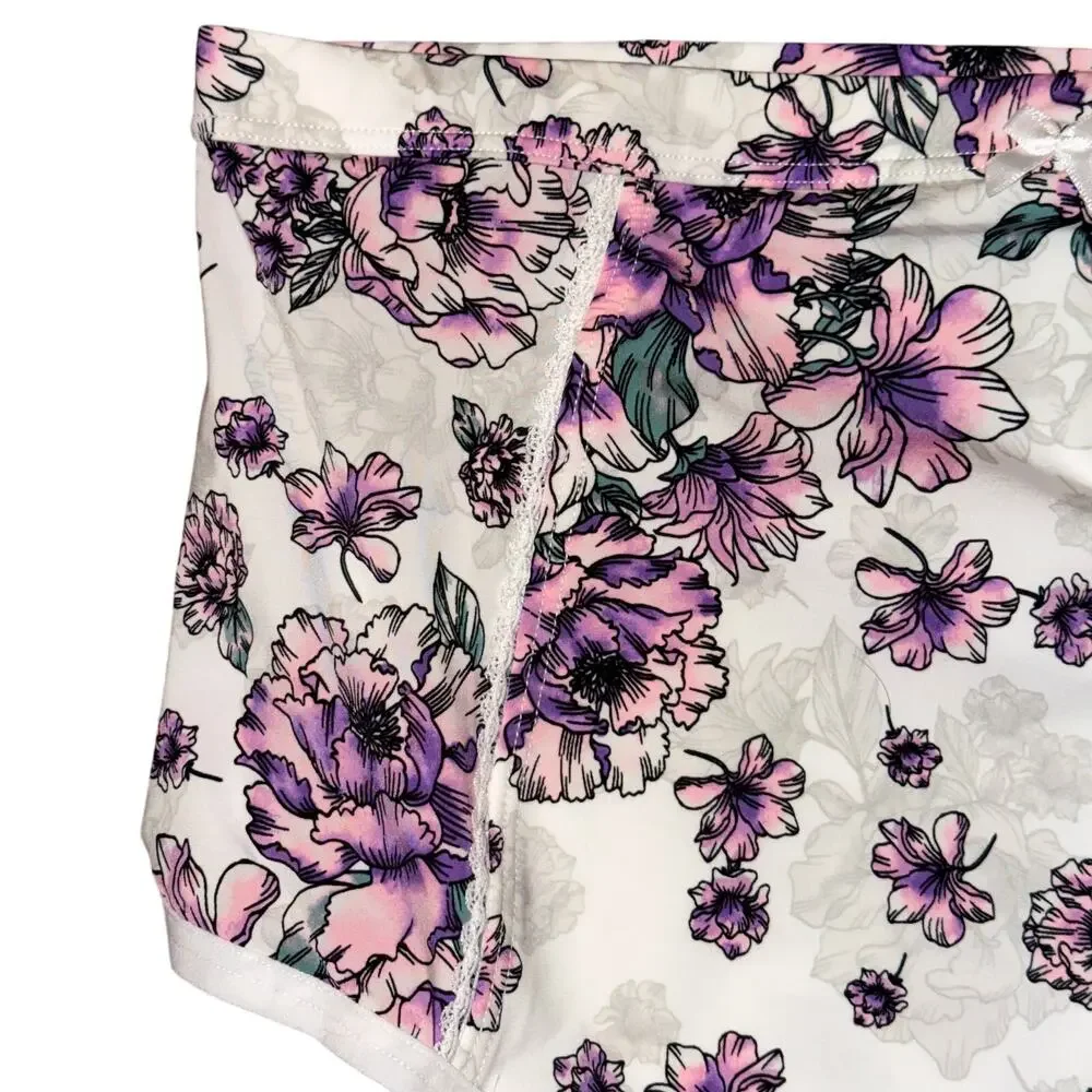 Torrid Curve Bralette And High Waist Panty Set Size 00 M Purple Floral New